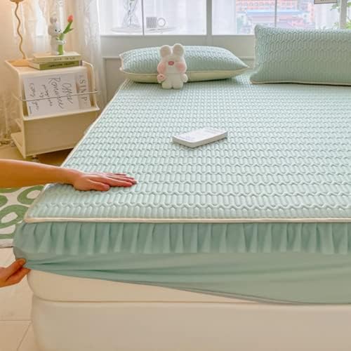 FCLDESHOP Cool Ice Silk Latex Mattress Cover 90x200cm 2pcs Pink