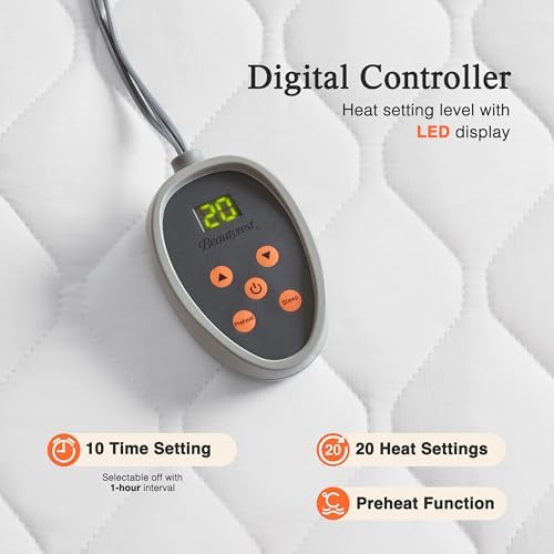 Beautyrest Heated Mattress Pad with 20 Settings and Auto Shut Off