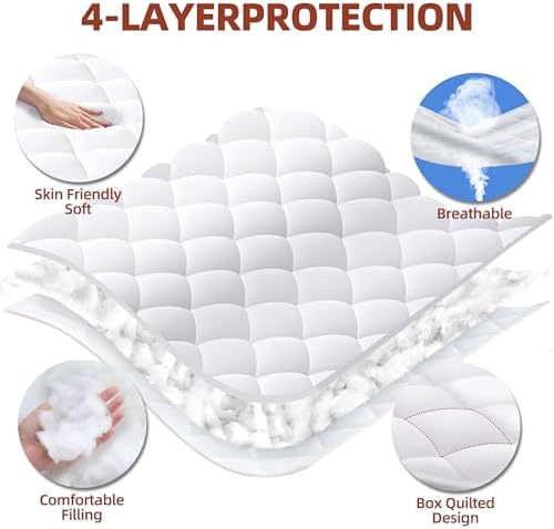 CHERIMOR Twin Mattress Pad 75x39 White Deep Pocket