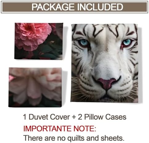 White Tiger Kids Duvet Cover Set Twin Size