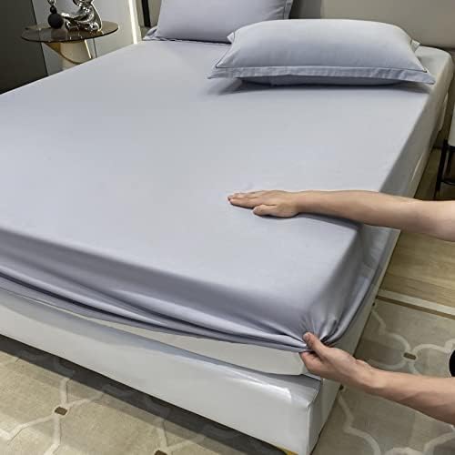 FCLDESHOP Cotton Mattress Protector Light Grey 150x200cm