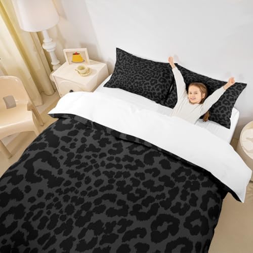 Manfei Leopard Print Duvet Cover Set Queen Size