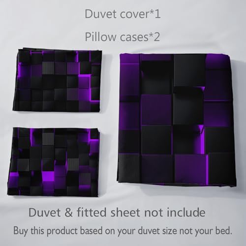 Geometric Violet Duvet Cover Set Twin Size 3PCS