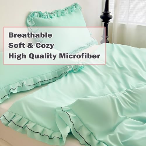 LMONMOO Green Duvet Cover Set 3 Pieces Queen