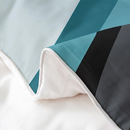 Modern Blue Gray Cotton Duvet Cover Set Queen