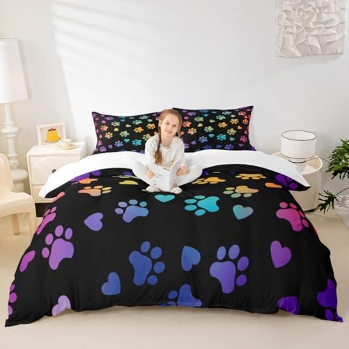Manfei Dog Paw Print Duvet Cover Set 3PCS