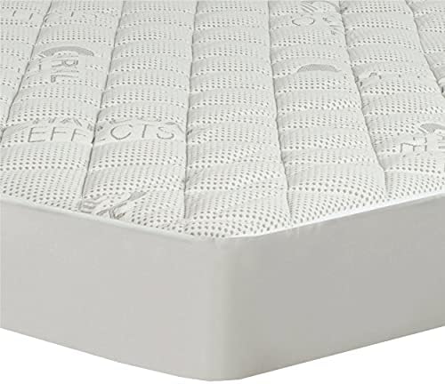 Water-Resistant Charcoal Mattress Pad Queen Size White
