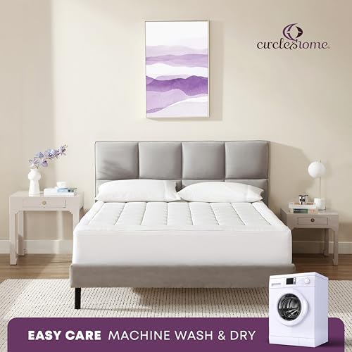 CirclesHome Twin Mattress Pad Pillow Top - 100 Cotton Ultra Plush