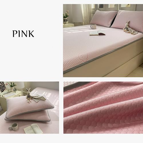 Pink Cooling Mattress Protector Pad 120x200cm 2pcs