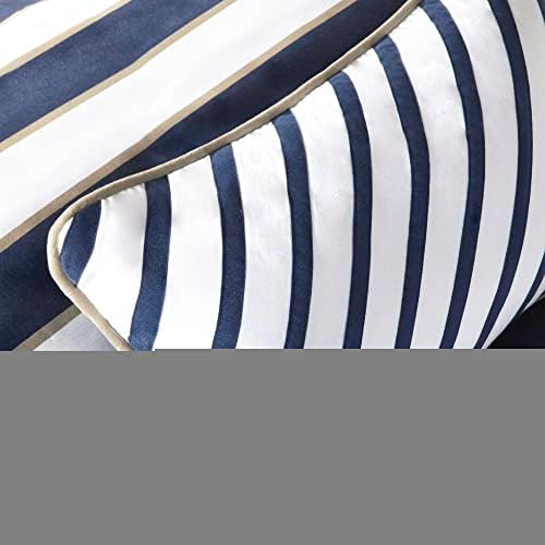 Mi Zone Ashton Duvet Cover Set 4 Piece Khaki Navy