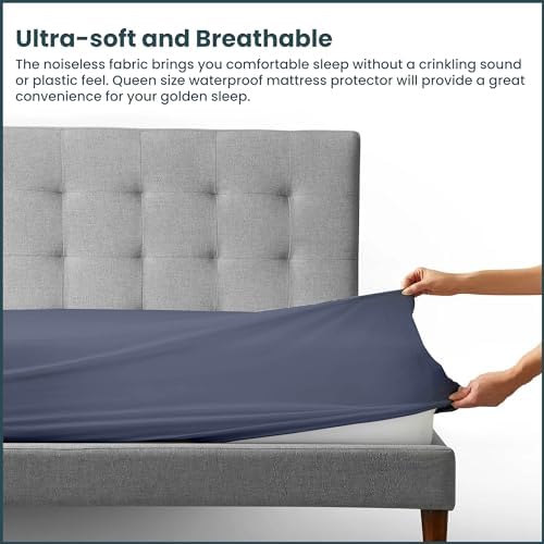 Greaton Zippered Mattress Protector Cover Waterproof Blue Twin