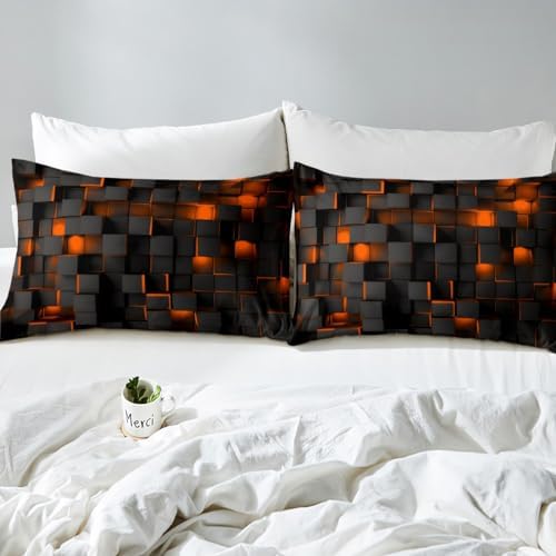 Feelyou Orange and Black Duvet Cover Set Queen Size Kids