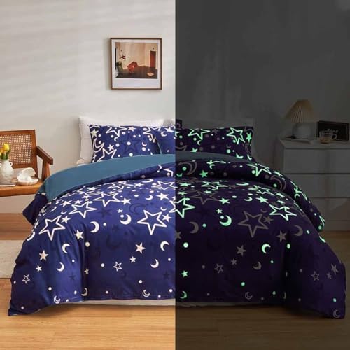 Feelyou Galaxy Glow Duvet Cover Set - Purple Starry Night