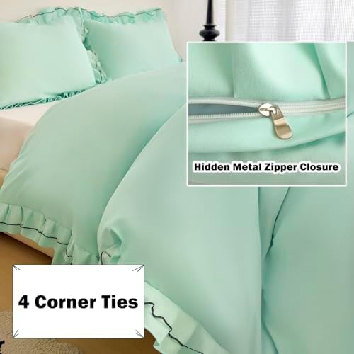 LMONMOO Green Duvet Cover Set 3 Pieces Queen