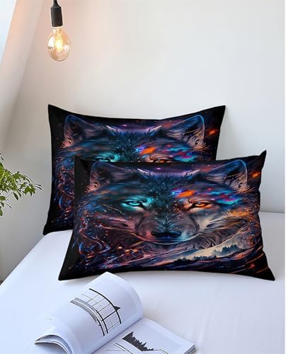 Wolf Duvet Cover Set Full Size 3 Piece with Hidden Zip