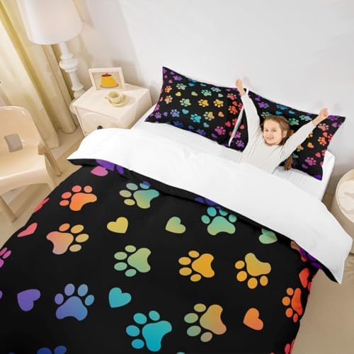 Manfei Dog Paw Print Duvet Cover Set 3PCS