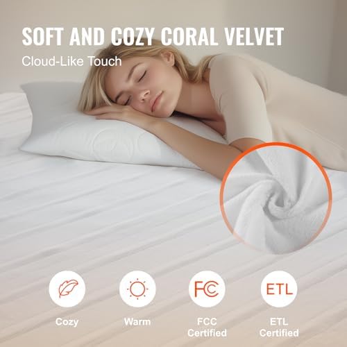 VEVOR Heated Mattress Pad Queen Size 60x80in with 5 Heat Settings