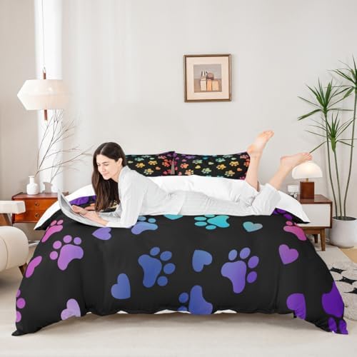 Manfei Dog Paw Print Duvet Cover Set 3PCS