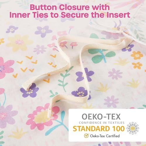 Twin Duvet Cover Set with Jungle Animals and Reversible Floral Design