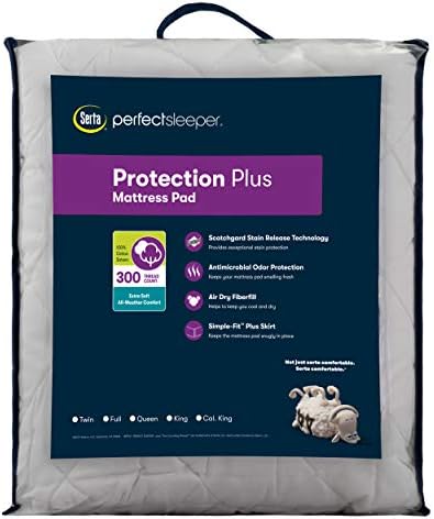 Serta Protection Plus Cooling Mattress Pad Twin White