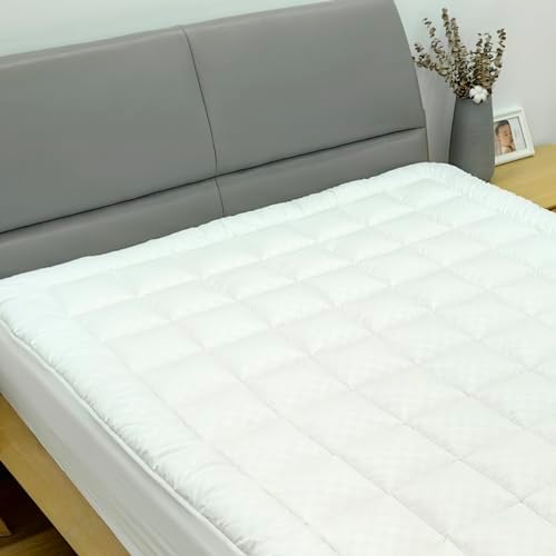 Treaton Quilted Mattress Pad Fitted Elastic Protector 18 Inches Deep Pocket White