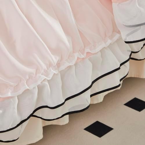 Lemfux Light Pink Duvet Cover Set with Bowtie and Ruffles