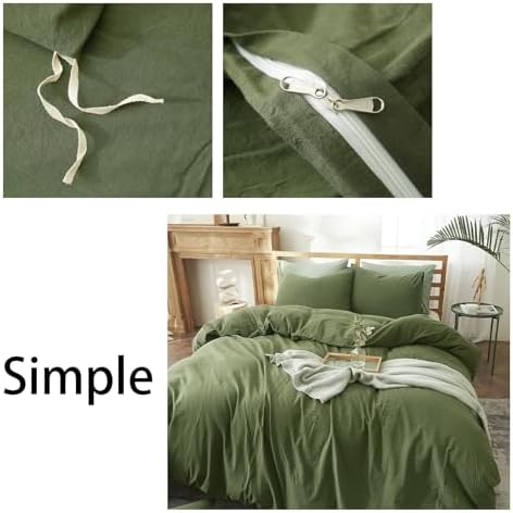 AMWAN Army Green Twin Duvet Cover Set