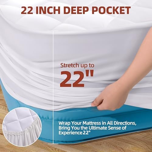 CHERIMOR Twin Mattress Pad 75x39 White Deep Pocket