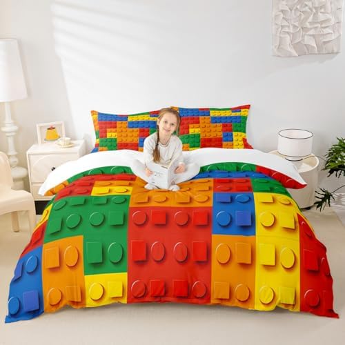 Erosebridal 3D Rainbow Blocks Duvet Cover Set Twin