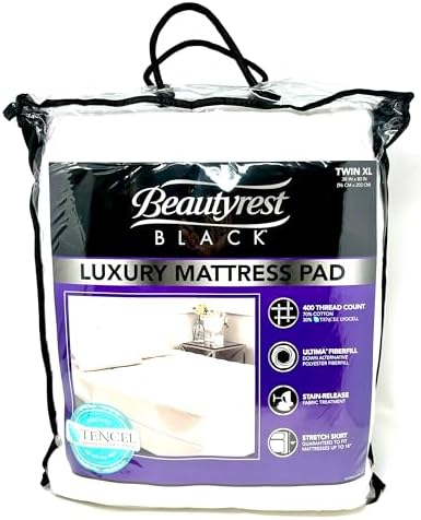 Beautyrest Black Luxury Mattress Pad Twin XL White 400 Thread Count