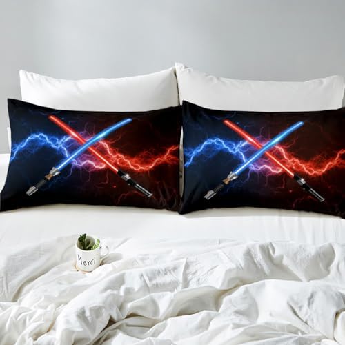 Castle Fairy Blue Purple Lightsaber Duvet Cover Set Queen Size 3Pcs