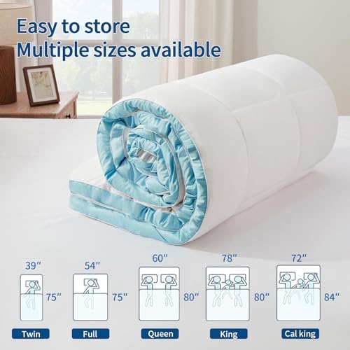 STWIENER Twin Mattress Topper with Blue Stripe Design