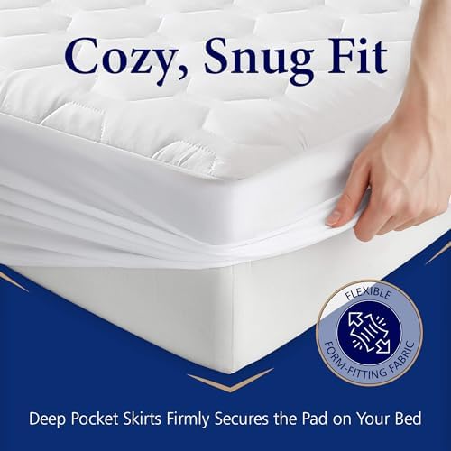 The Grand Hotel Collection Queen Mattress Pad - Thin Breathable and Easy to Clean
