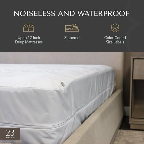23 THREADS K162 Series Waterproof Mattress Encasement Queen 12 Inch
