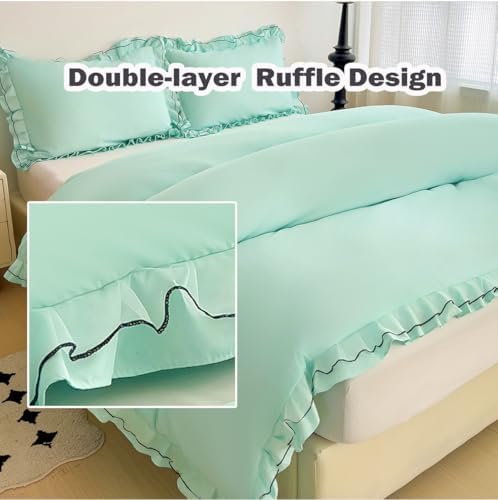 LMONMOO Green Duvet Cover Set 3 Pieces Queen