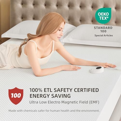 Bwarm Waterproof Heated Mattress Pad with 9 Heat Settings