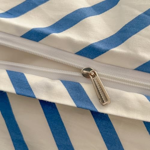 LIWHENHAO 100 Cotton Duvet Cover Set Queen Modern Blue Stripe