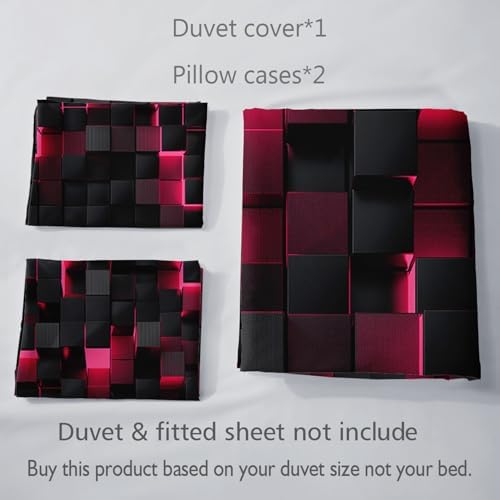 Geometric Pink Black Duvet Cover Set 3PCS