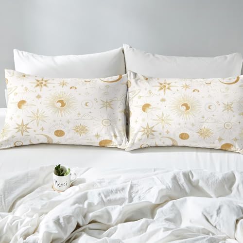 Feelyou Golden Sun Moon Bedding Set 3Pcs Duvet Covers