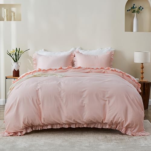SimpleOpulence Organic Cotton Ruffle Duvet Cover Set 3Pcs