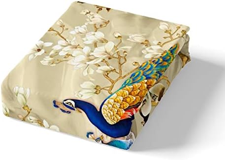 Feelyou Peacock Duvet Cover Set with Floral Pillowcases King Size