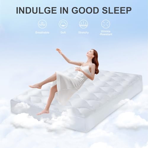 Kayfia King Mattress Pad with Breathable 3D7D Snow Down Alternative Fill