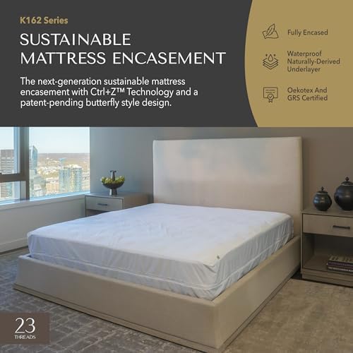 23 THREADS K162 Series Waterproof Mattress Encasement Queen 12 Inch