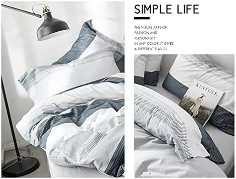 HighBuy Cotton Striped Duvet Cover Twin Set 3 Pieces