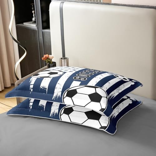 Feelyou Football Bedding Set Twin Size Duvet Cover Set Navy Blue