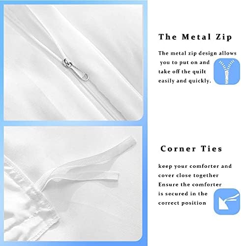 Queen Size White Microfiber Duvet Cover Set with Zipper