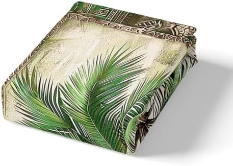 Feelyou Green Palm Tree Print Queen Duvet Cover Set 3Pcs No Comforter
