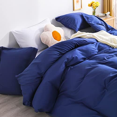 NTBAY Twin Duvet Cover Set with Pillow Shams Navy Blue