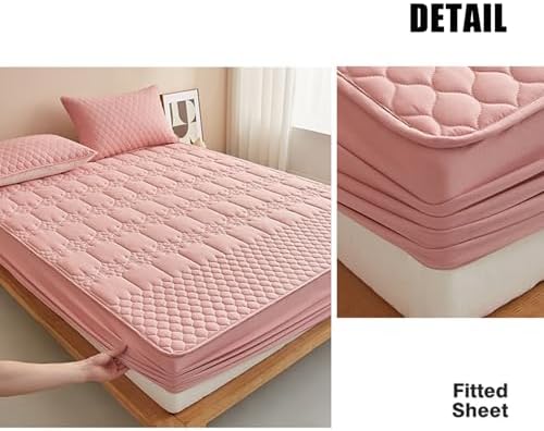 Pink Mattress Protector Pad with Elastic Band and Deep Pocket