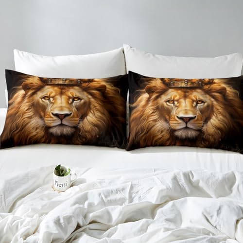 Feelyou King Lion Duvet Cover Set for Kids